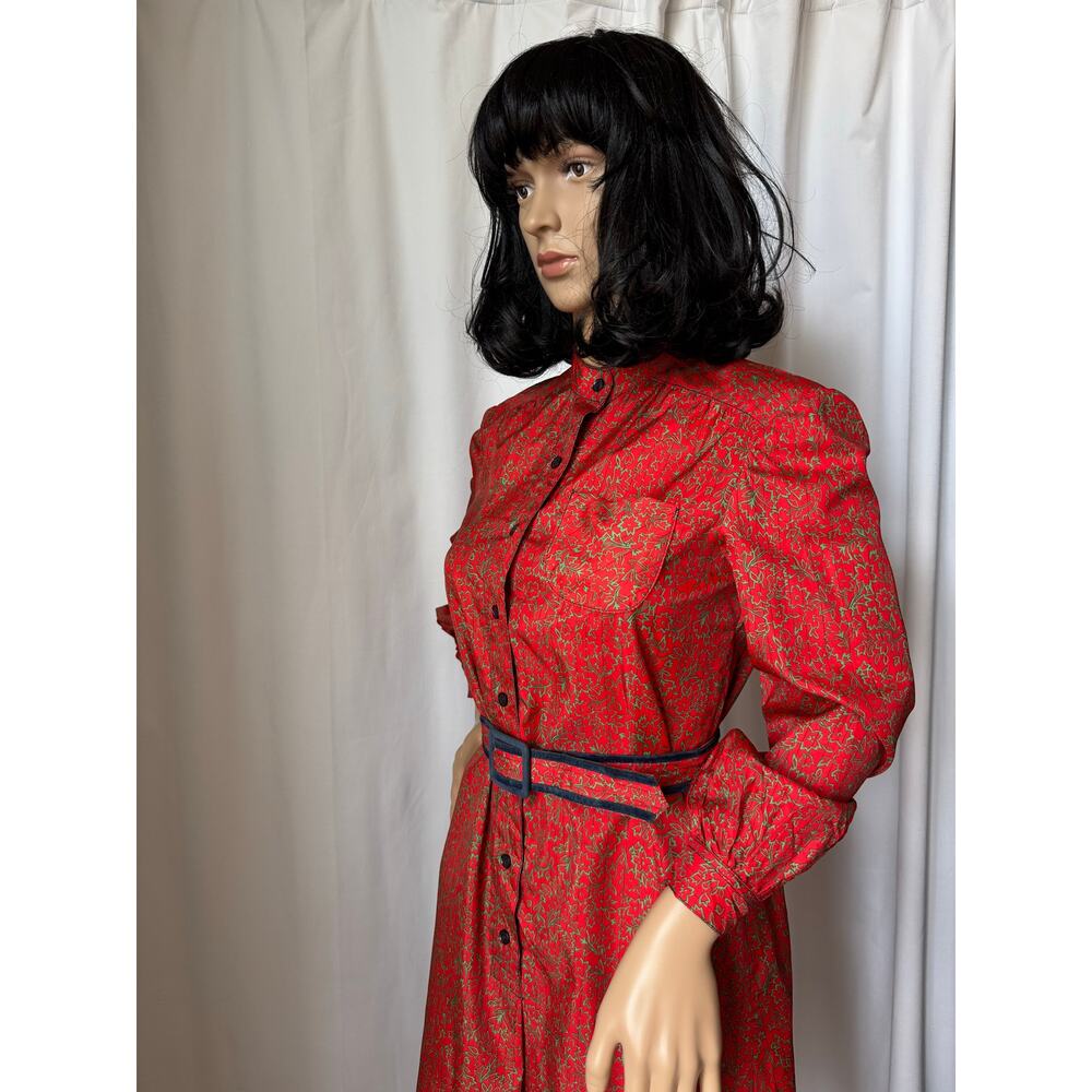 Vintage Schrader Sport New York red Mandarin collar belted dress medium - Picture 14 of 16